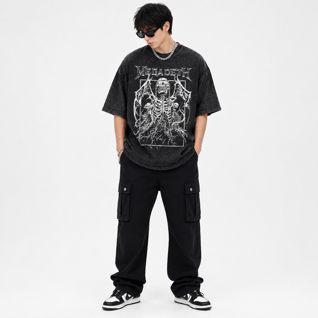Men's oversized graphic print t-shirt with vintage wash finish
