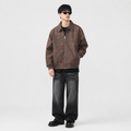 Men's casual zip-up jacket in brown