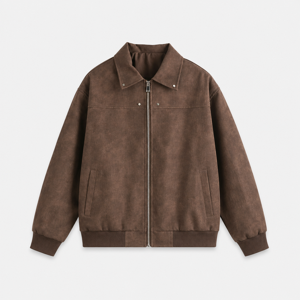 Brown men's casual jacket with long sleeves