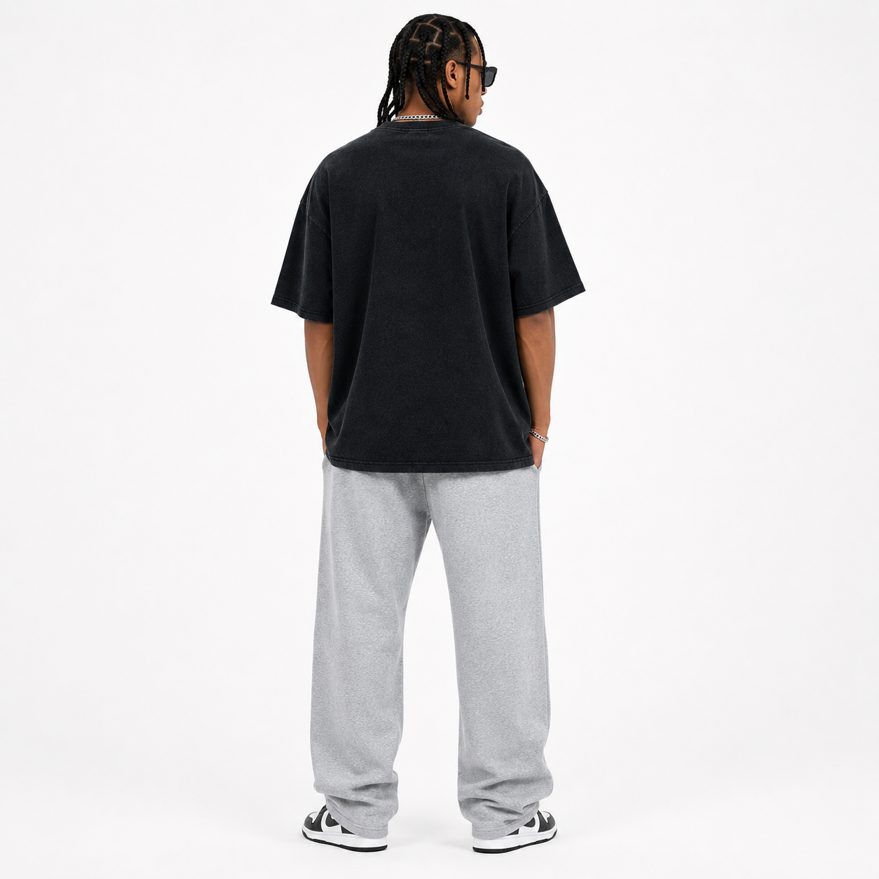 Back view of a men's oversized t-shirt