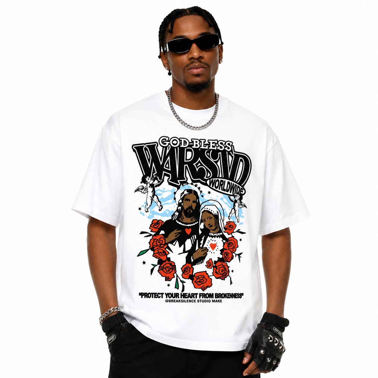 Men's oversized graphic t-shirt with vintage wash finish