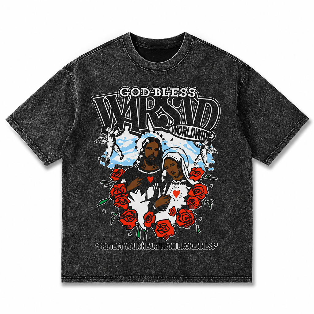 Vintage wash cotton t-shirt with graphic print