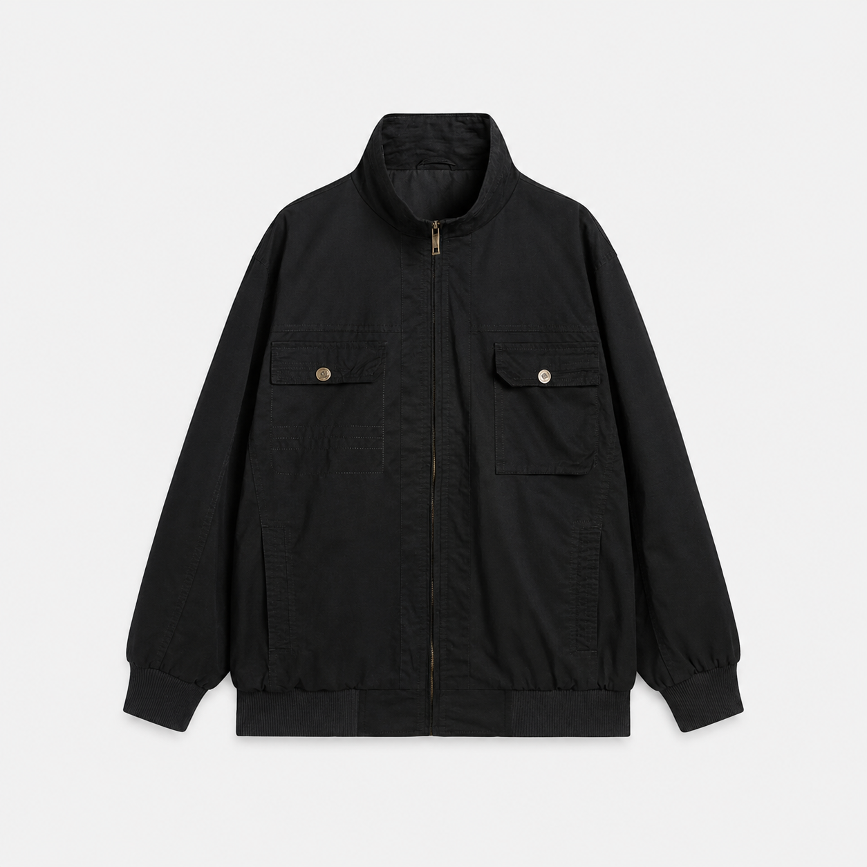 Utility-inspired jacket with multiple front pockets