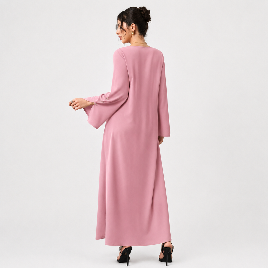 Back view of a women's square neck dress