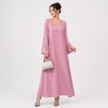 Women's square neck maxi dress in dusty pink
