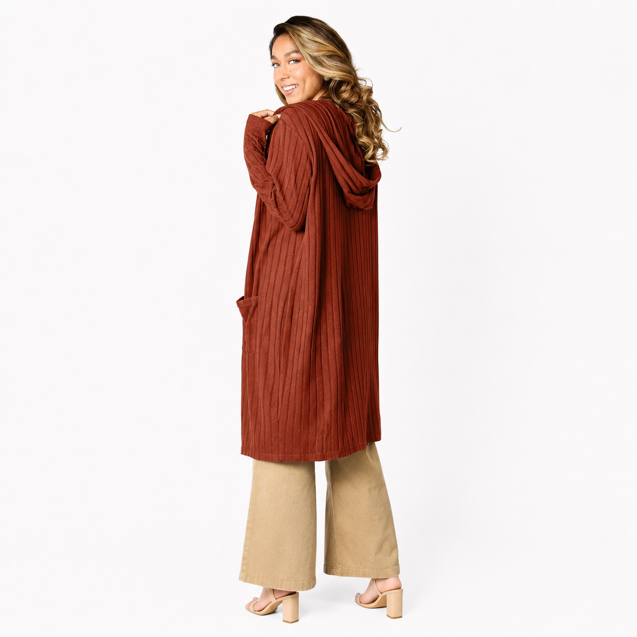 Long sleeve hooded cardigan for everyday wear