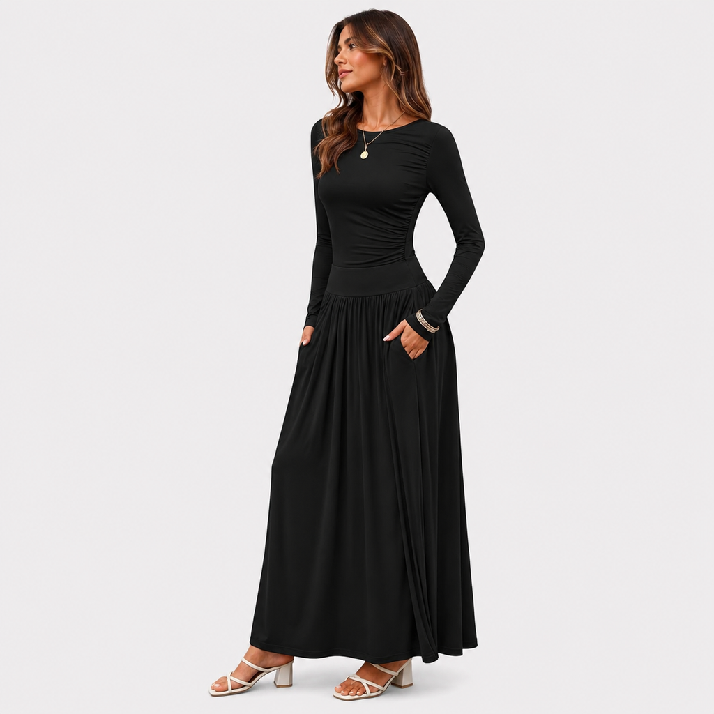 Front view of a women's maxi dress