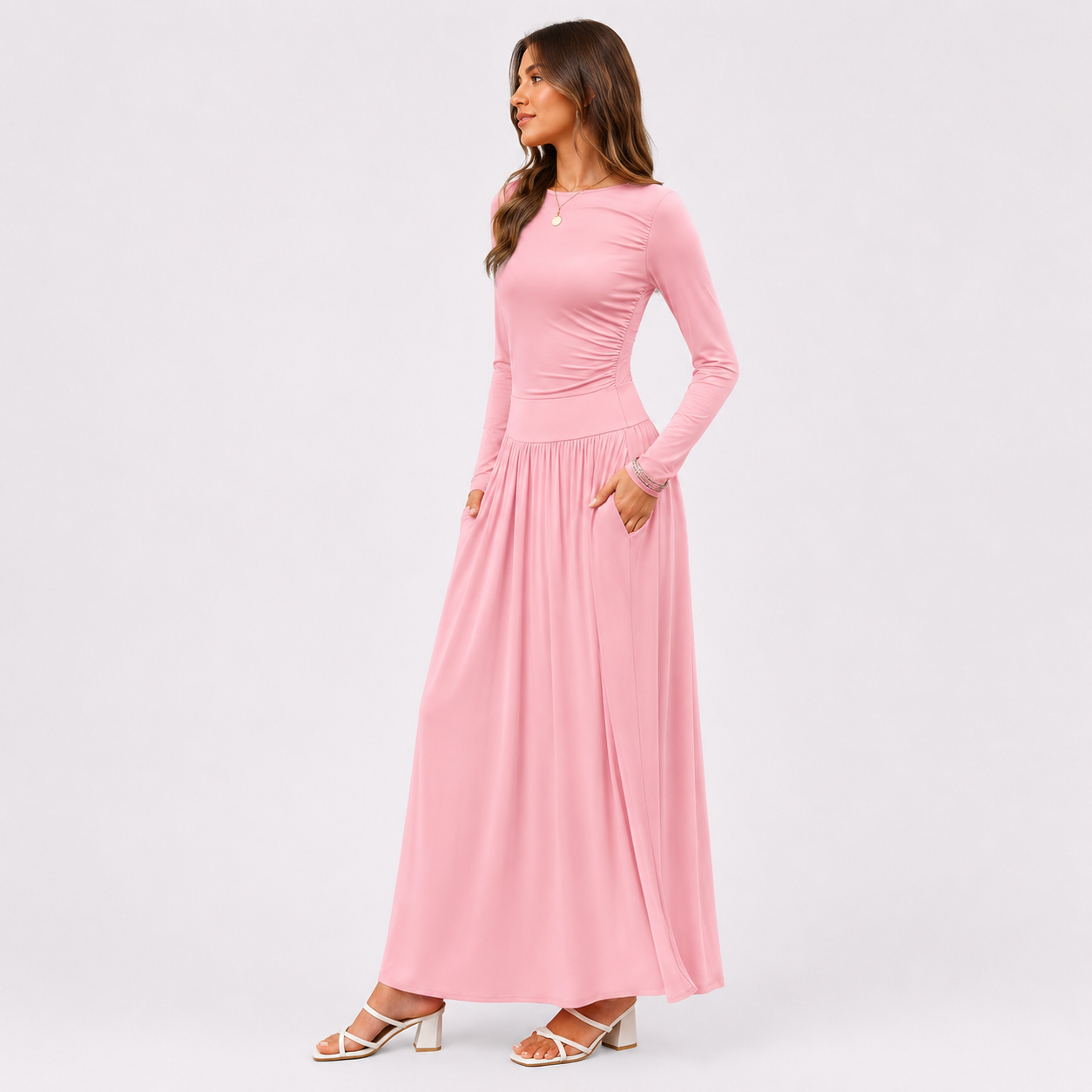 Women's floor length dress in a flowing silhouette