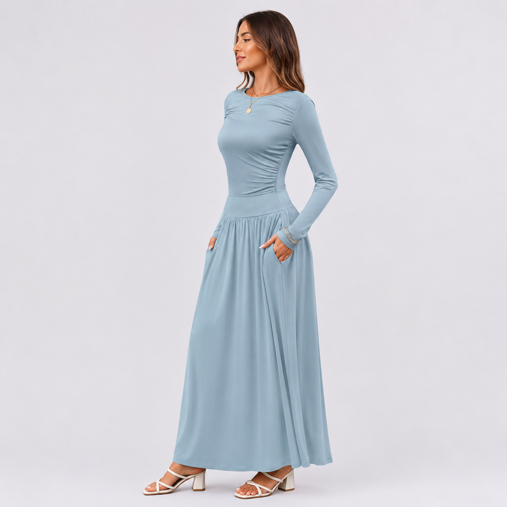 Comfortable long sleeve dress with pockets