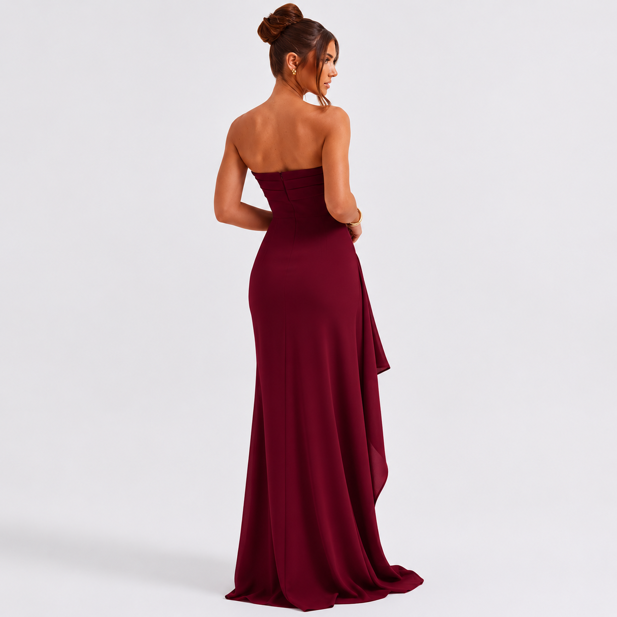 Floor-length strapless dress for formal events