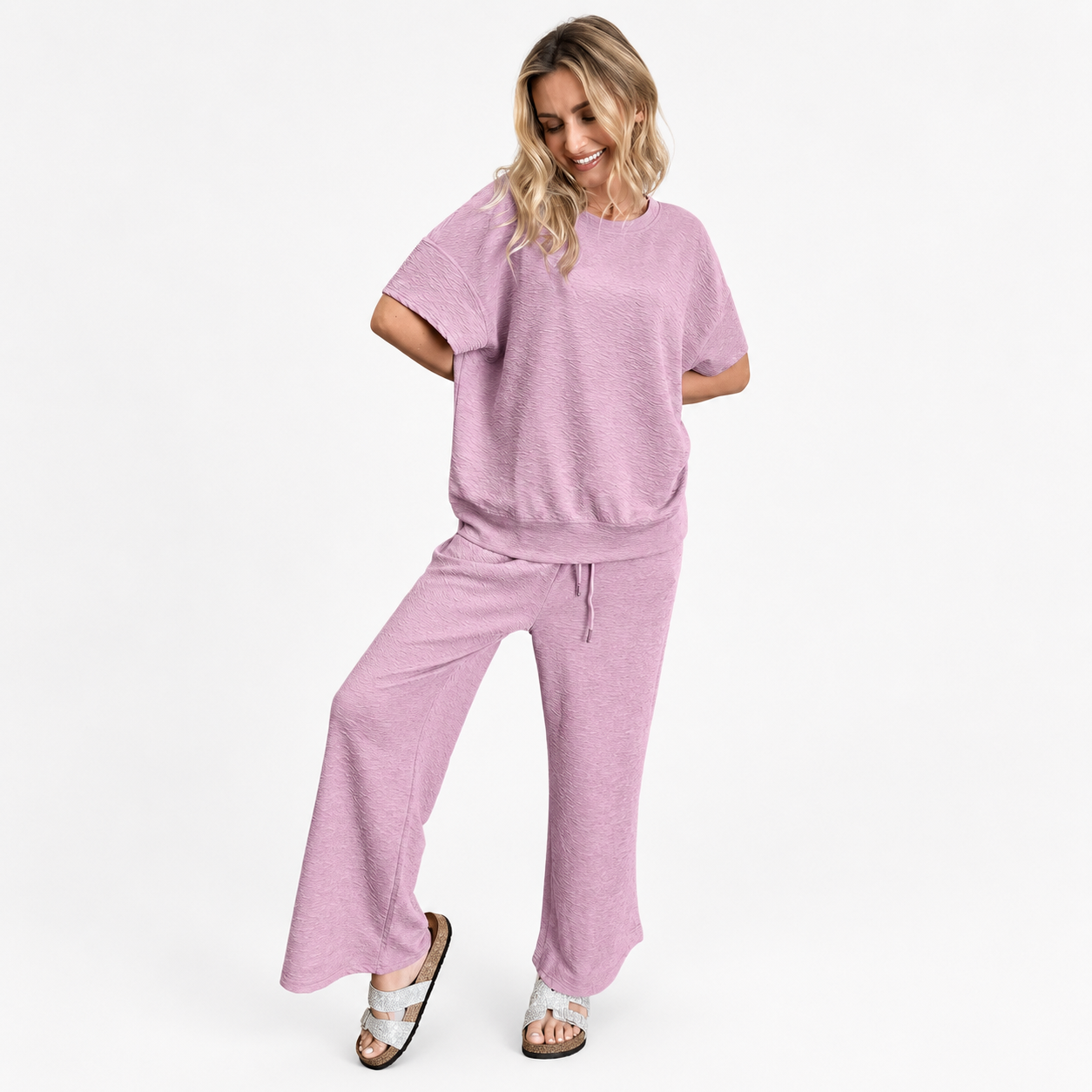 Front view of a women's matching outfit set